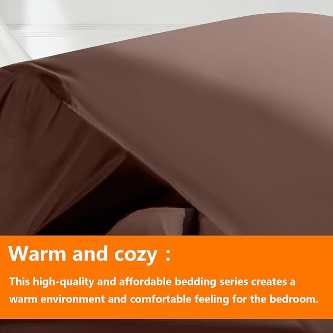TAIMIT Brown King Comforter Set - 7 Pieces, Bed in a Bag Bedding Sets with All Season Soft Quilted Warm Fluffy Comforter,Flat Sheet,Fitted Sheet,2 Pillow Shams,2 Pillowcases