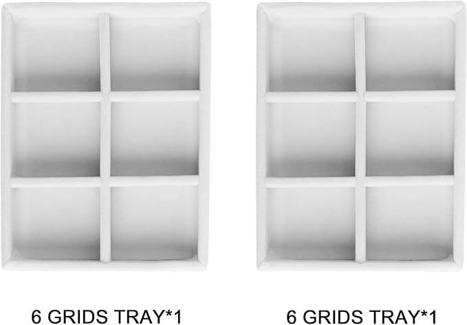 Frebeauty Small Jewelry Tray Set,Stackable Velvet Jewelry Organizer Tray,Mini Jewelry Drawer Organizer,Drawer Inserts,4.92 x 3.74 x 0.9 Inches,6 Grid Earring Organizer for Women(Set 2,White) - Image 4