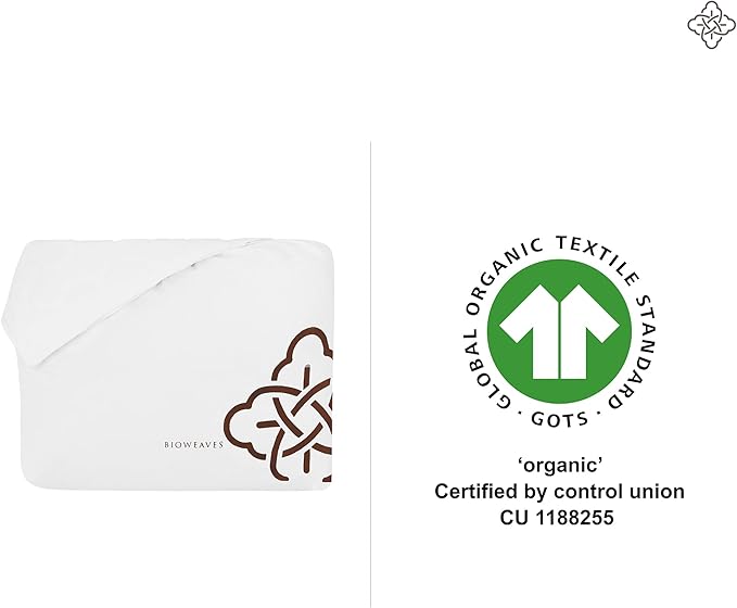 Bioweaves 100% Organic Cotton Mattress Pad Cover, GOTS Certified Cooling 300 GSM Quilted Fitted Mattress Topper & Protector with Soft Cotton Wadding - White, 20 Inch Deep Pocket, King