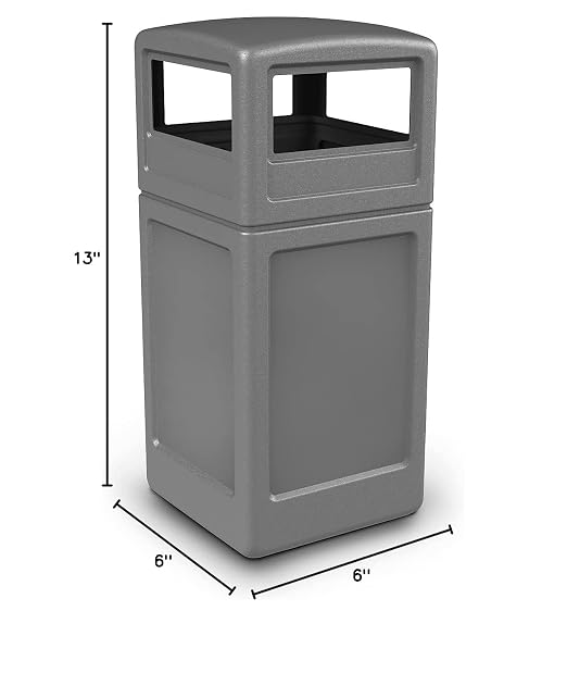 Commercial Zone-73290399 PolyTec 42 Gallon Square Waste Container with Dome Lid Color: Gray - Image 2