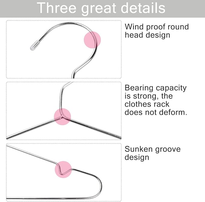 TIMMY Wire Hangers 40 Pack Stainless Steel Strong Metal Coat Hanger Clothes 16.5 Inch. - Image 4