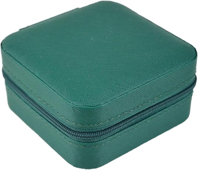 OceeK Travel Jewelry Case Box Organizer with Mirror,Travel Jewelry Box Holder Stocking Stuffers,Green,1 Pack - Image 3