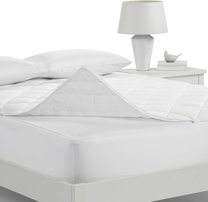 Serta Air Dry Extra Comfort Plus 100% Cotton Fabric Quilted Mattress Pad, Cooling and Breathable Mattress Cover, Moisture Wicking Protection with 18" Deep Pocket, King, White