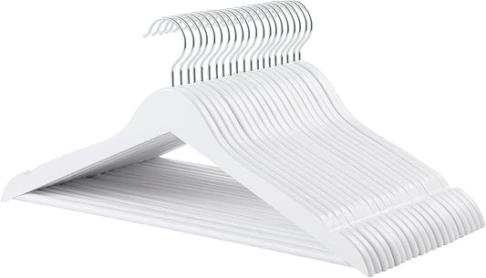 Amazon Basics Durable Wooden Suit Clothes Hangers, White, 20-Pack by AmazonBasics