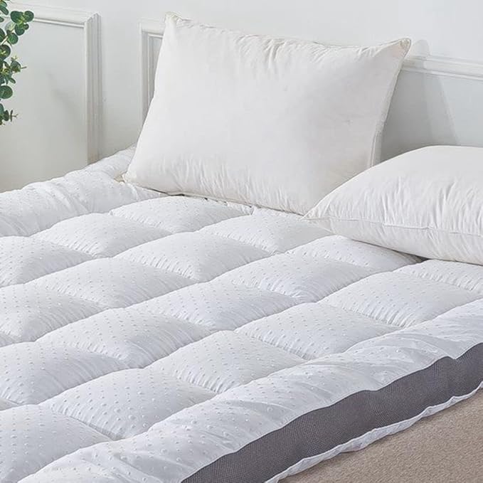 Mattress Topper King Mattress Pad Protector - Quality Plush Luxury Down Alternative Pillow Top - Extra Thick Mattress Cover(King Size), White