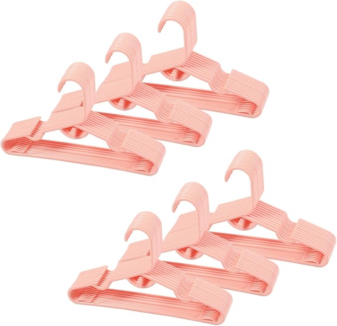 60pcs Pink Baby Nursery Closet Hangers,Non-Slip Laundry Infant Pant Hanger for Newborn Clothes,Stackable Hangers,Save Space Ultra-Thin Child Coat Hanger for Girl Boy Toddler Kids by VIIBASE