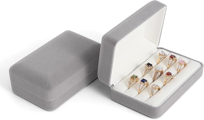 Small Ring Organizer Box. Ring Box for Multiple Rings, Travel Ring Jewelry Storage Case. Portable Ring Display Holder for Women (small grey) - Image 6