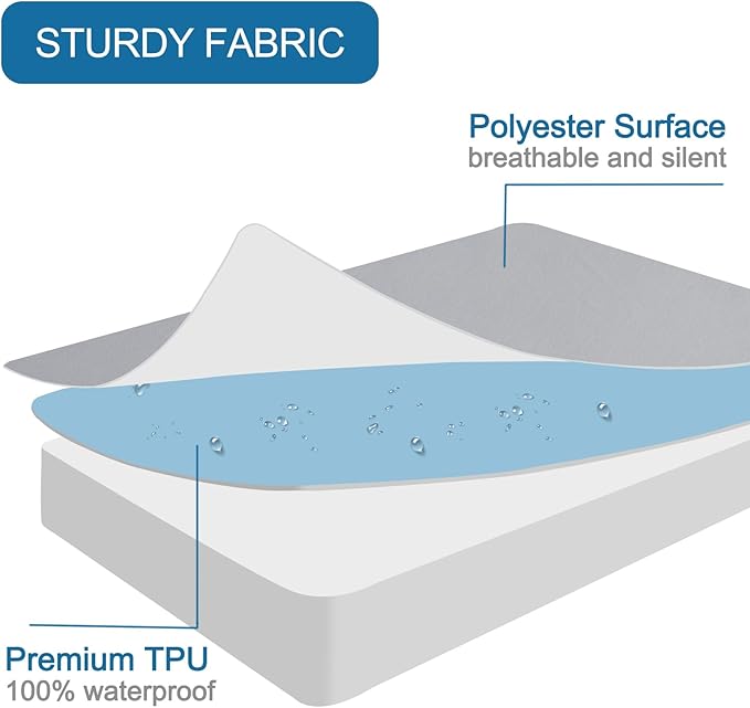 SPRINGSPIRIT Twin Mattress Protector Waterproof, Twin Mattress Pad Cover Fitted up to 14'' Depth Pocket, Fitted Bed Fitted Sheet