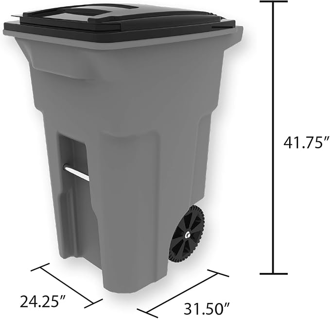 Toter 25564-R1209 Residential Heavy Duty Two Wheeled Trash Can, Blackstone, 64 Gallon - Image 4
