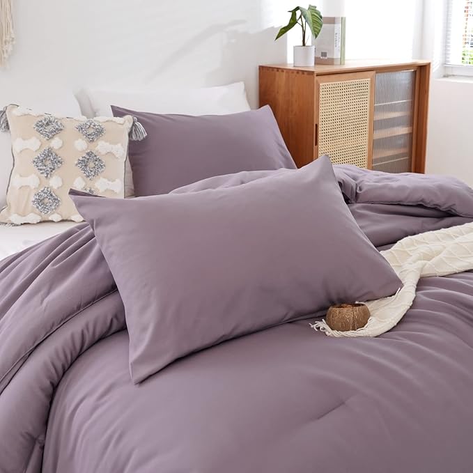 ROSGONIA Dusty Purple Twin/Twin XL Comforter Set for Boys Girls, 1 Comforter & 1 Pillowcase, Lightweight Kids Comforter Sets All Season Dorm Bedding