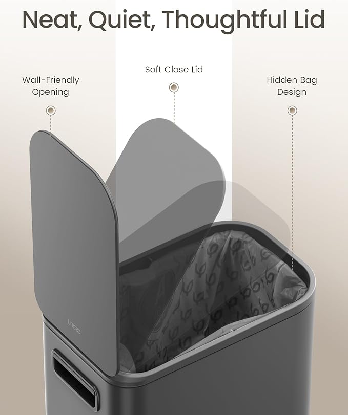 Cesun Small Bathroom Trash Can with Lid Soft Close, Step Pedal, 5 Liter / 1.3 Gallon Stainless Steel Garbage Can with Removable Inner Bucket, Waste Basket for Bathroom, Bedroom (Gray) - Image 4