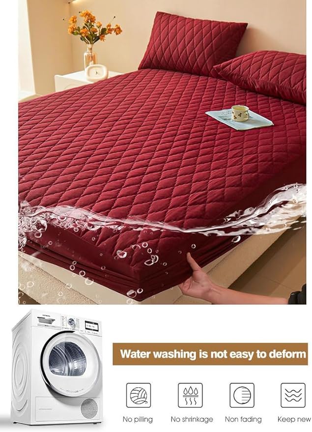 Waterproof Mattress Protector Comfort Bedding,Noiseless King/Queen/Full/Twin Size Mattress Pad Quilted Mattress Cover with Deep Pocket Fitted Up to 11" (Blue,Queen)