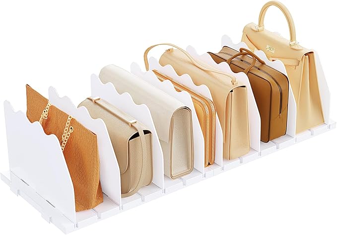 SPACEKEEPER Shelf Divider for Closet, Adjustable Purse Organizers Handbag Separators Storage Organizer Bookshelf Separator Dividers in Bedroom Office Kitchen Bathroom, White by SPACEKEEPER