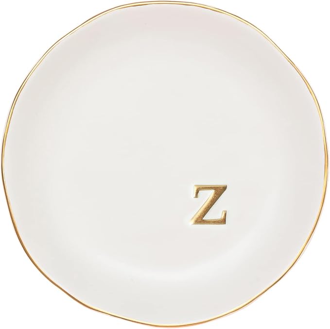COLLECTIVE HOME - Ceramic Jewelry Tray, Decorative Trinket Dish for Rings Earrings Necklaces Bracelet Watch Keys, Birthday Mother's Day Christmas Gift for Women, 4.75", White Surface (Z) by COLLECTIVEHOME