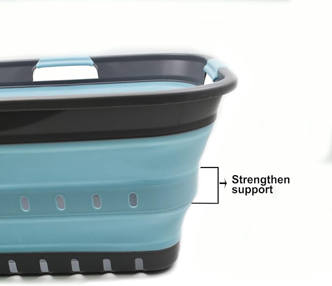 SAMMART 42L (11 gallon) Collapsible Plastic Laundry Basket - Foldable Pop Up Storage Container/Organizer - Space Saving Hamper/Basket (1, Grey/Sea Angel) - Image 4