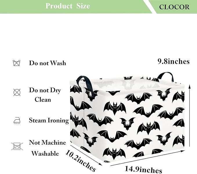 CLOCOR Rectangular Bat Storage Basket Empty,Collapsible Fabric Storage Container,Room Decor, Gift Basket(Bat) - Image 6