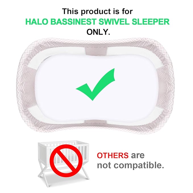 Bassinet Mattress Cover Compatible with Halo Bassinest Swivel Sleeper Bassinet Mattress Pad, 2 Pack, Microfiber, Waterproof and Soft, White