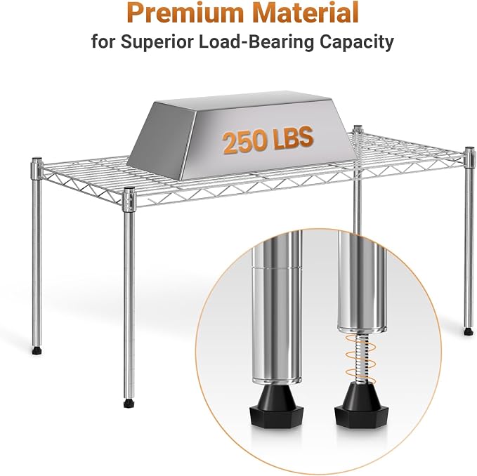 Simple Deluxe 1-Tier Shelving Units, 29.92" W x 13.78" D x 14.96" H Steel Wire Rack Storage Shelving Organizer, Chrome - Image 4