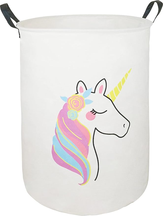 Collapsible Kids Laundry Basket Clothes Hamper, Foldable Storage Organizer Bin, Toy Clothes Storage with Handles for Boys Girls Bedroom, Room Decor Unicorn by Unknown