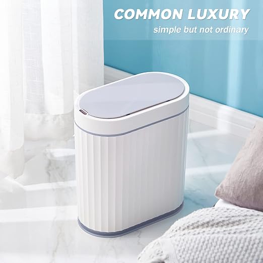 ELPHECO Bathroom Trash can Motion Sensor, AutomaticGarbage can, Slim Plastic Smart Trash Bin with Lid, Commercial Intelligent Wastebaskets for Bedroom, Bathroom, Office, White Grey - Image 7