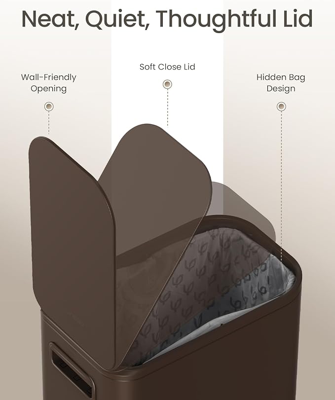 Cesun Small Bathroom Trash Can with Lid Soft Close, Step Pedal, 5 Liter / 1.3 Gallon Stainless Steel Garbage Can with Removable Inner Bucket, Waste Basket for Bathroom, Bedroom (Brown) - Image 4