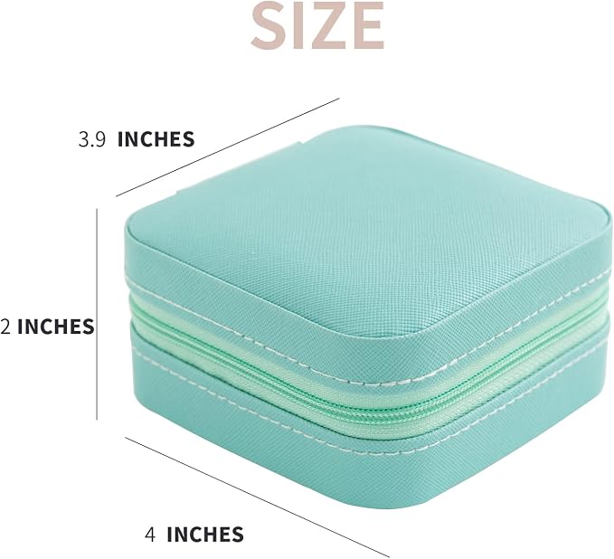 KElofoN Travel jewelry case Travel jewelry box Travel Jewelry Organizer Small Jewelry Organizer Box Gift for Girls Women with Mirror(Blue) - Image 2