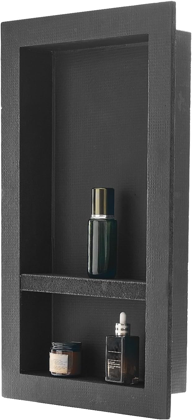 VEVOR Shower Niche, 16 x 28 x 4 inch Recessed Wall Niche with Movable Divider Shelf, Modern Soap & Shampoo Storage Organizer, Square Corners, Sealed Waterproof Design, Black for Bathroom Shower - Image 9