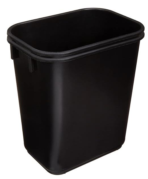 Amazon Basics Small Rectangular Commercial Office Wastebasket, Easy to Clean, 3 Gallon, Black, 2-Pack - Image 2