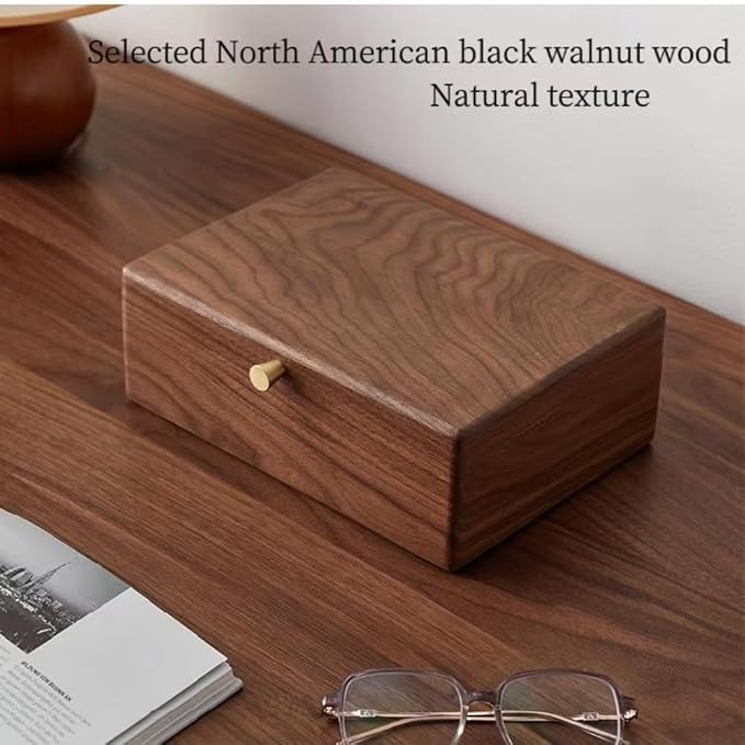 Bescott 2 Layer Solid Black Walnut Wooden Jewelry Box for Women Wood Vintage Organizer for Men Earrings Rings Necklaces Bracelet Watch Storage - Image 2