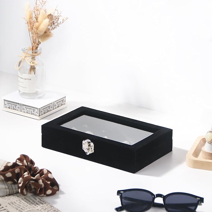 Travel Jewelry Box,Small Jewelry Case,Rings Earrings Cufflinks Organizer for Girls (Black, 15 Grids) - Image 5