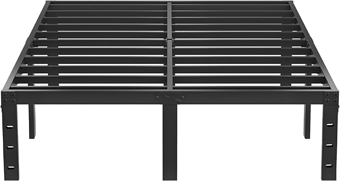 SHOANED Full Metal Bed Frame - 14 Inch Tall Heavy Duty Bedframe Black Basic Steel Slats Platform No Box Spring Needed/Easy Assembly/Noise Free