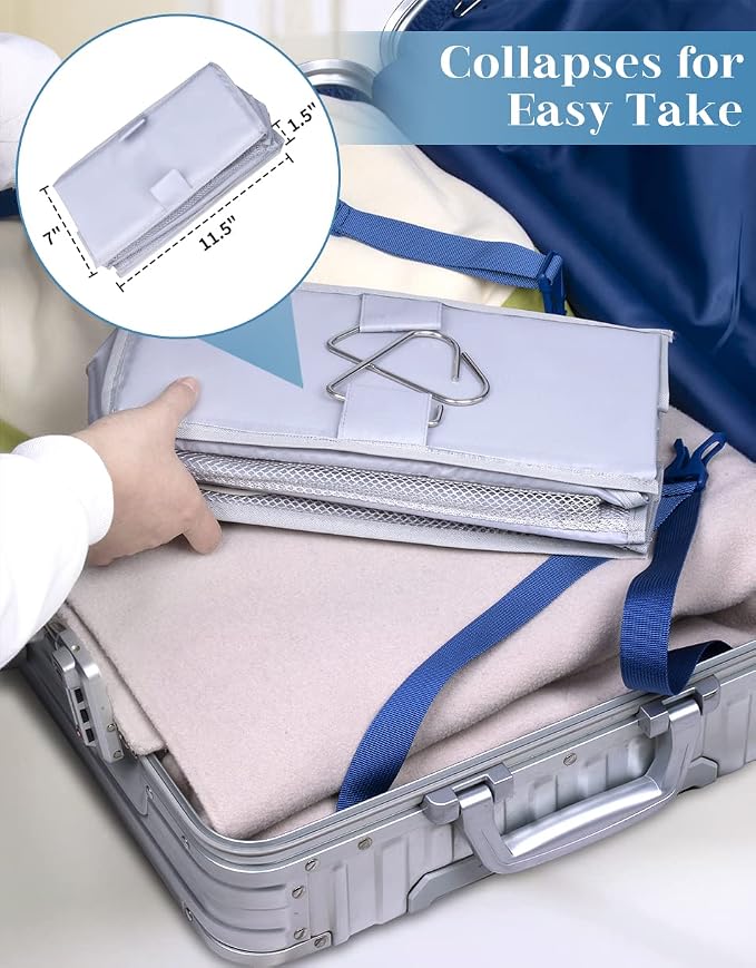 SLEEPING LAMB Short Hanging Shoe Organizer for Closet Storage with Mesh Side Pockets Holds 8 Pairs, Hanging Shoe Rack Hanger RV, Camper, Grey - Image 7