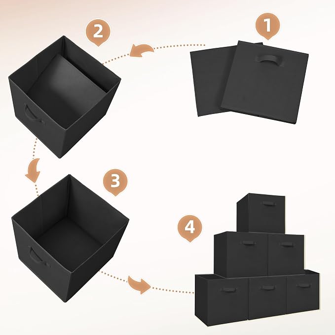 STORAGE MANIAC Storage Cubes, 13 Inch Collapsible Storage Bins with Handles, 10 Pack Fabric Foldable Bins for Organization, Durable Storage Bins for Closet, Shelves, Offices, Toys, 10-Pack Black - Image 6