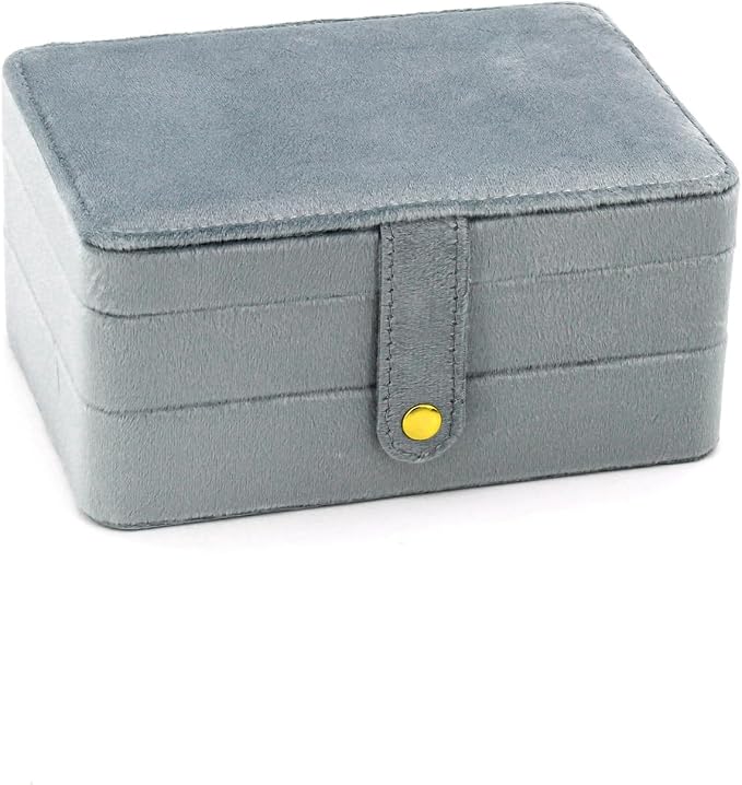 KOOAAICCHI Small Jewelry Box, Travel Jewelry Organizer, Portable Jewelry boxes for Women Girls Gift, Double Layers PU Leather Jewelry Holder for Rings, Earrings, Necklaces-Velvet Blue by KOOAAICCHI