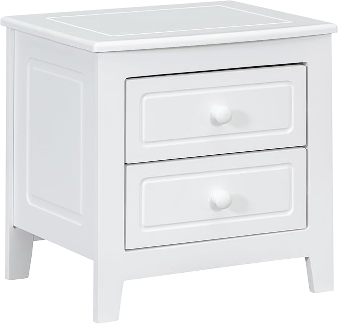 Harper & Bright Designs 3 Pieces Full Bedroom Sets, Wooden Platform Bed with 2 Nightstands, Retro Design Full Bedroom Furniture Sets, Easy to Assemble (White)