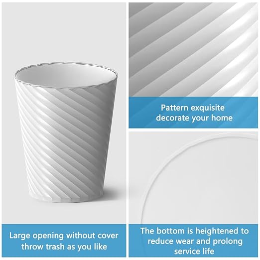 Bathroom Trash Can, 3 Pack 1.8 Gallons Small Trash Can with Trash Bags, Bathroom Garbage Can, Plastic Trash Bin, Round Waste Basket for Living Room, Bedroom, Office, Kitchen, Compact Space (White) - Image 4