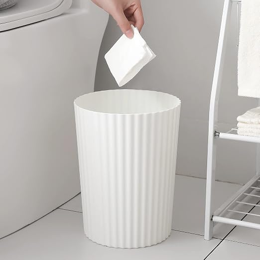JiatuA Small Trash Can Plastic Wastebasket Round Garbage Container Bin for Bathroom, Kitchen, Bedroom, Home Office, College Dorm, White 2 Pack - Image 3