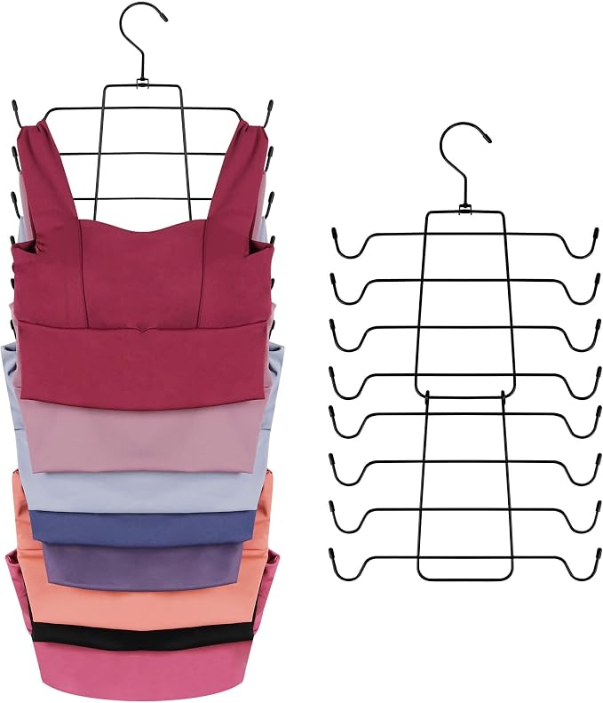 ZEDODIER 3 Pack Tank Top Hanger Space Saving, Bra Hangers for Closet Organizer, Hanging Bra Organizer Tank Tops Holder with 24 Hooks, Metal Closet Organizers and Storage Small Space Solutions, Black by ZEDODIER