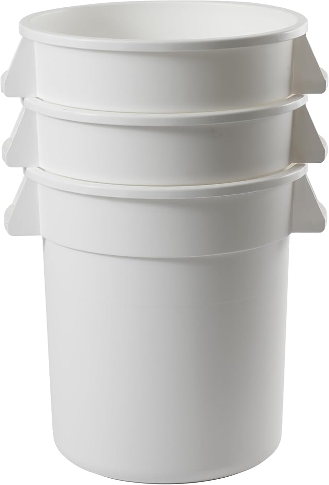Winco Heavy-Duty Round Waste Container/Trash Can, 10 Gallon, White - Image 9