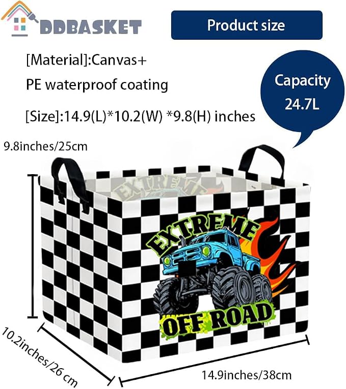 Rectangle Kids Baskets Car Basket Cute Storage Bin Organizer Boys Box for Room Decor Gift Basket(Racing car) - Image 2