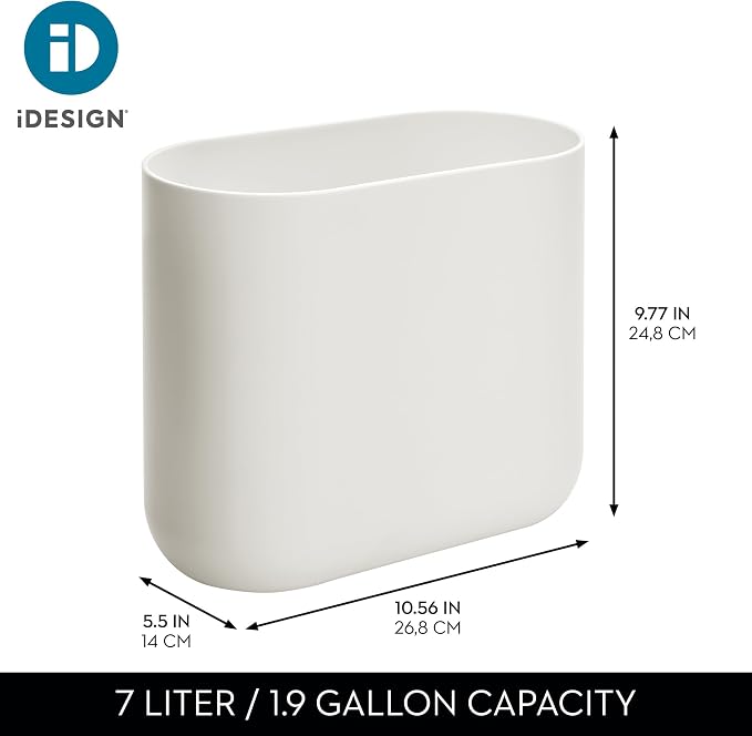 iDesign Small Slim Plastic Bathroom Trash Can, Garbage Can for Bedroom, Office, Desk, Dorm, 2-Pack, Coconut White - Image 4