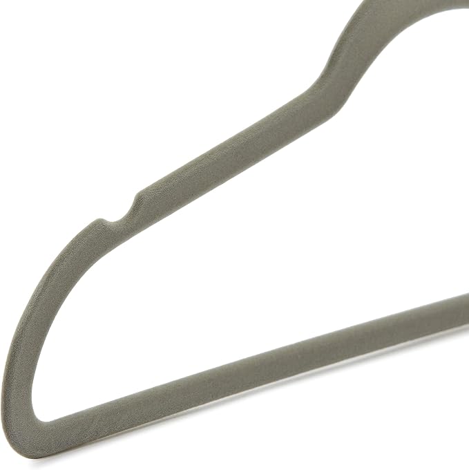 Amazon Basics Slim Velvet Non-Slip Space Saving Suit Clothes Hangers, Closet Organizer, Gray/Silver, 50-Pack - Image 4