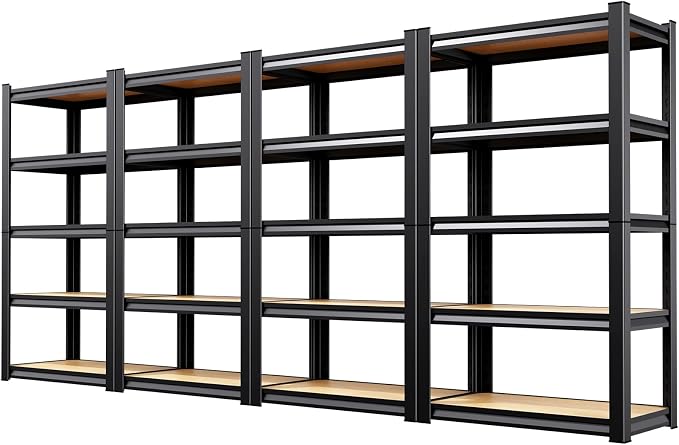 4 Pack Garage Shelving Heavy Duty 5-Tier Storage Shelves, Adjustable Shelving Unit, Utility Garage Organizer Shelf for Basement, Pantry, Kitchen, Warehouse, Supermarket, 12" Dx28 Wx71.2 H by Unknown