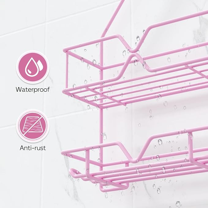 TreeLen Pink Shower Caddy Over Shower Head, Pink Bathroom Accessories, Gift for Girlfriend, Wife, Little Girl - Image 4