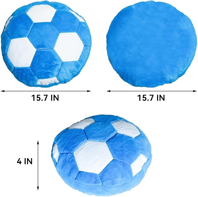 Blue Soccer Pillow Fluffy Soccer Ball Throw Pillow for Bedroom Decor Soft Sports Themed Room Accent Perfect for Soccer Decorations Easter Gifts 15.7 Inches