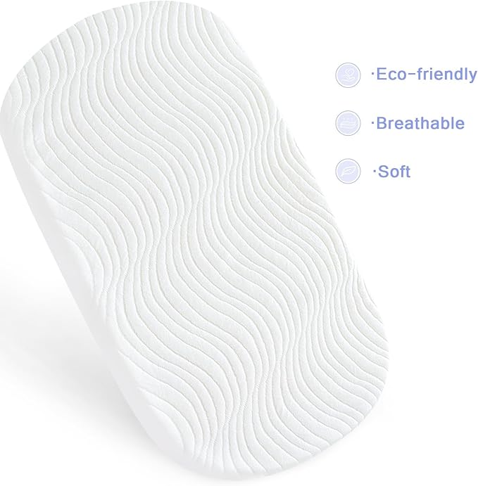 Baby Bassinet Mattress Pad 18" x 32" x 1" Fit for Dream On Me Poppy/RONBEI/Arm’s Reach Co-Sleeper, Waterproof Replacement Pad with Removable & Washable Mattress Cover