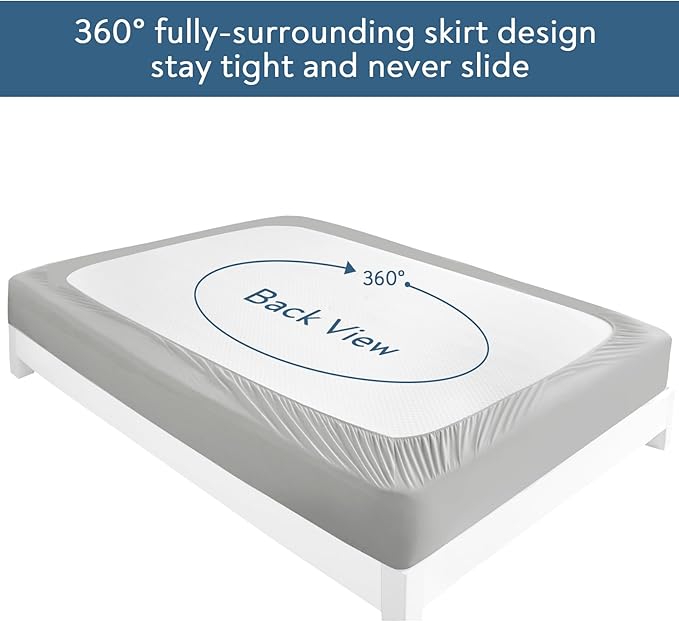 Magik & Kover Queen Mattress Protector Waterproof Cover 2 Pack, Waterproof Bed Queen Fitted Sheet Only, Machine Washable Deep Pocket Mattress Covers for Bed with Elastic Rubber Band, Grey