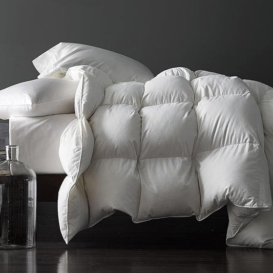 Royoliving Premium Feathers Down Duvet Insert Comforter King Size Heavyweight Thickened Winter White 100% Cotton Cover with Corner Tabs (106x90, 70 oz)