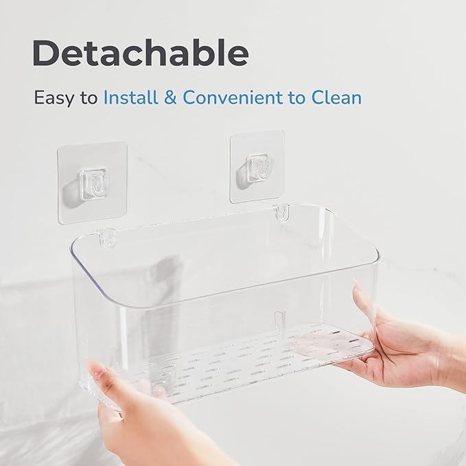 Bath Toy Storage Holder for Bathtub, Clear Bath Toy Organizer Large Capacity Bathtub Toy Storage Shower Caddy for Bathroom (2 Large) - Image 6