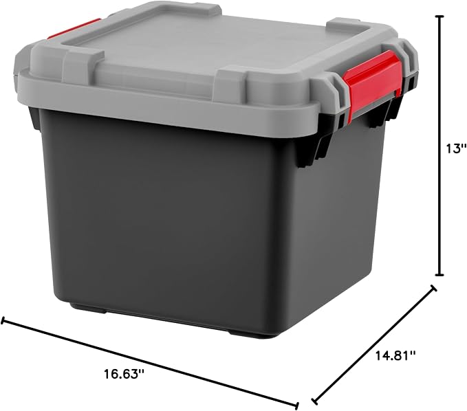 IRIS USA 4 Pack TrailBox, 8 Gallon Lockable Storage Trunk Box, Truck Bed Bin Heavy-Duty Containers Camping Gear, Adventure Chest - Dark Gray/Gray - Image 8